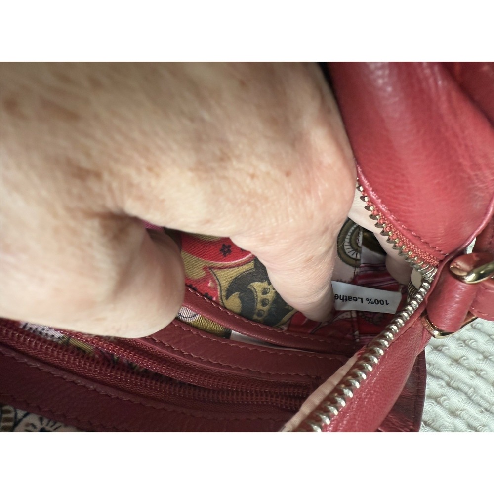 Rare Artisan Sophia Visconti Leather Bag Boho Luxe Hand-Painted Wearable Art - Picture 11 of 16